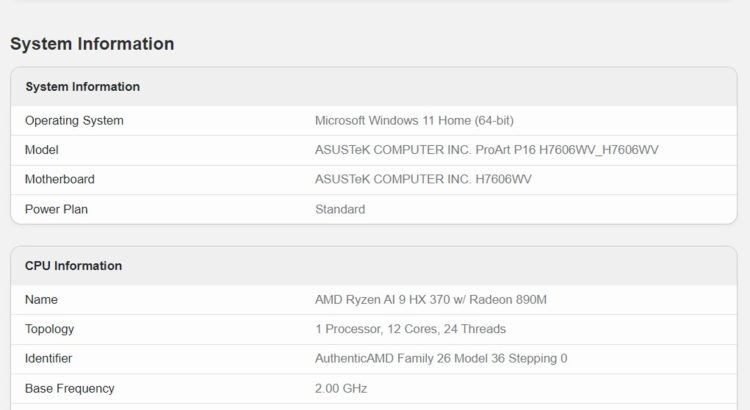 نتایج بنچمارک پردازنده amd مدل رایزن ۹ ai ۳۷۰ در گیک‌بنچ